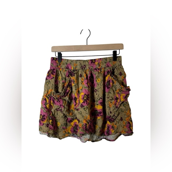 Forever 21 Floral Ruffle Mini Skirt with Pockets Boho Style Size L - Picture 1 of 7